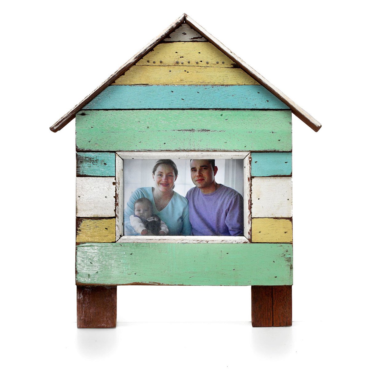 House Wall Frame | Handmade, Colorful, Rustic, House-Shaped Recycled