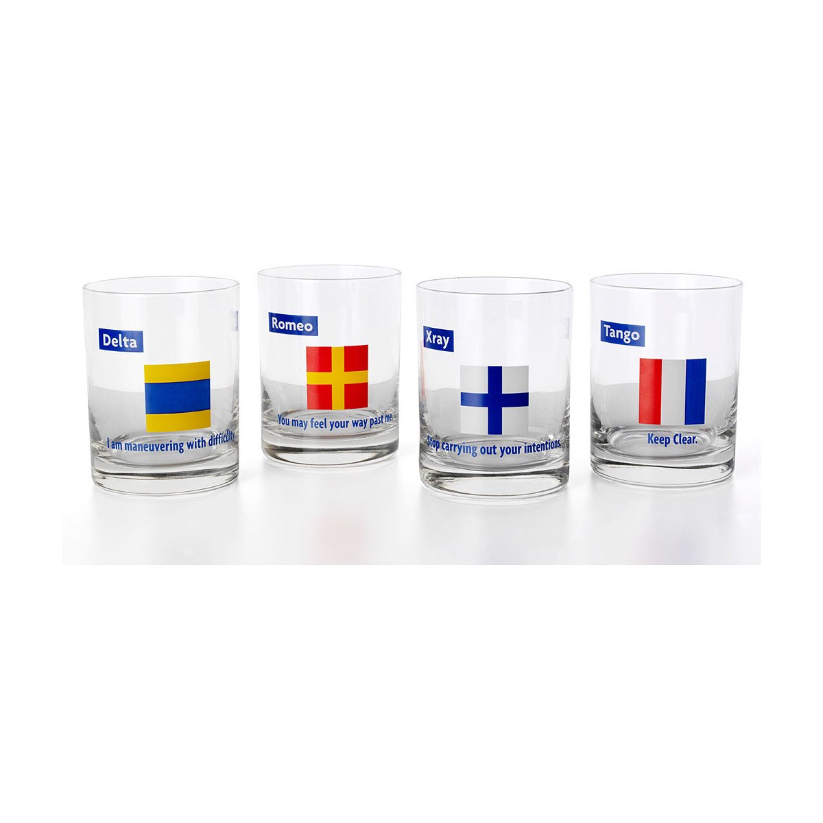 nautical glasses set of 4 Clever Maritime, Boating Signal Flag and