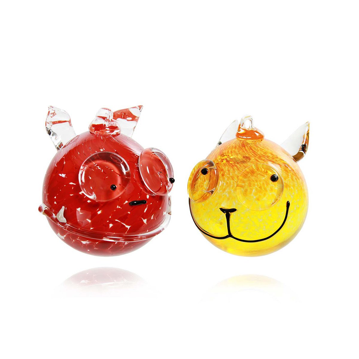 Glass Animal Ornaments | Cat, Orange, Dog, Red, Animal, Sculpture