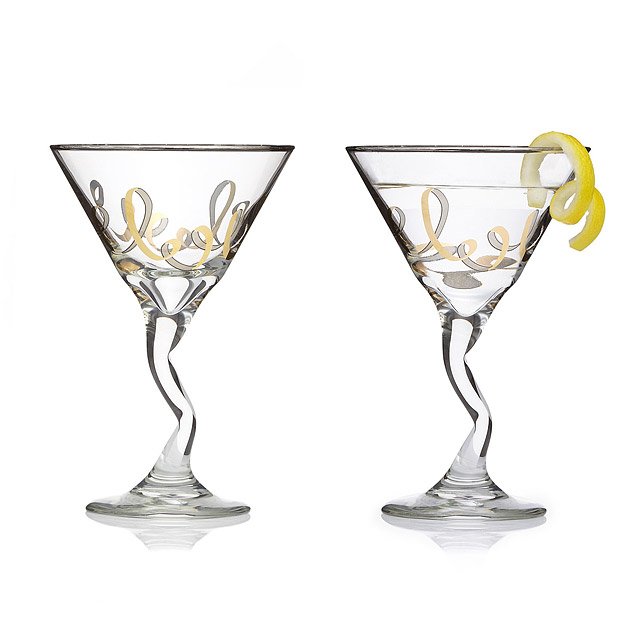 Stirred Martini Glasses Set Of 2 Cocktail Glasses Gold Rimmed Uncommongoods