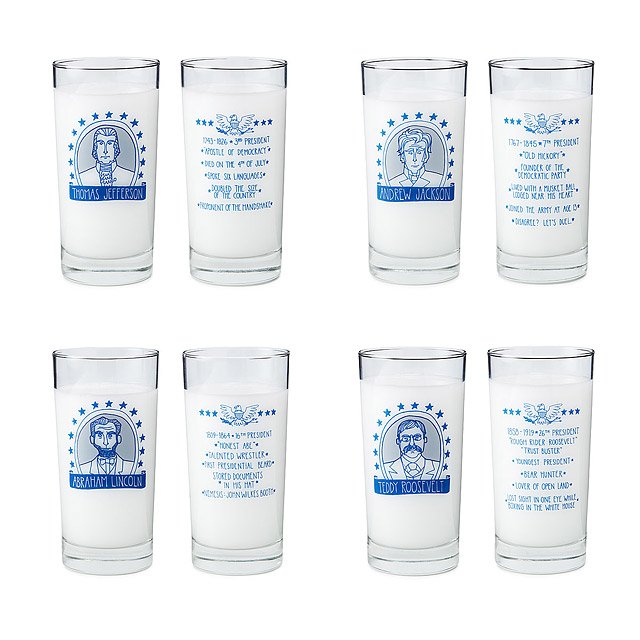 Presidential Glasses Set of 4 Government fact cup