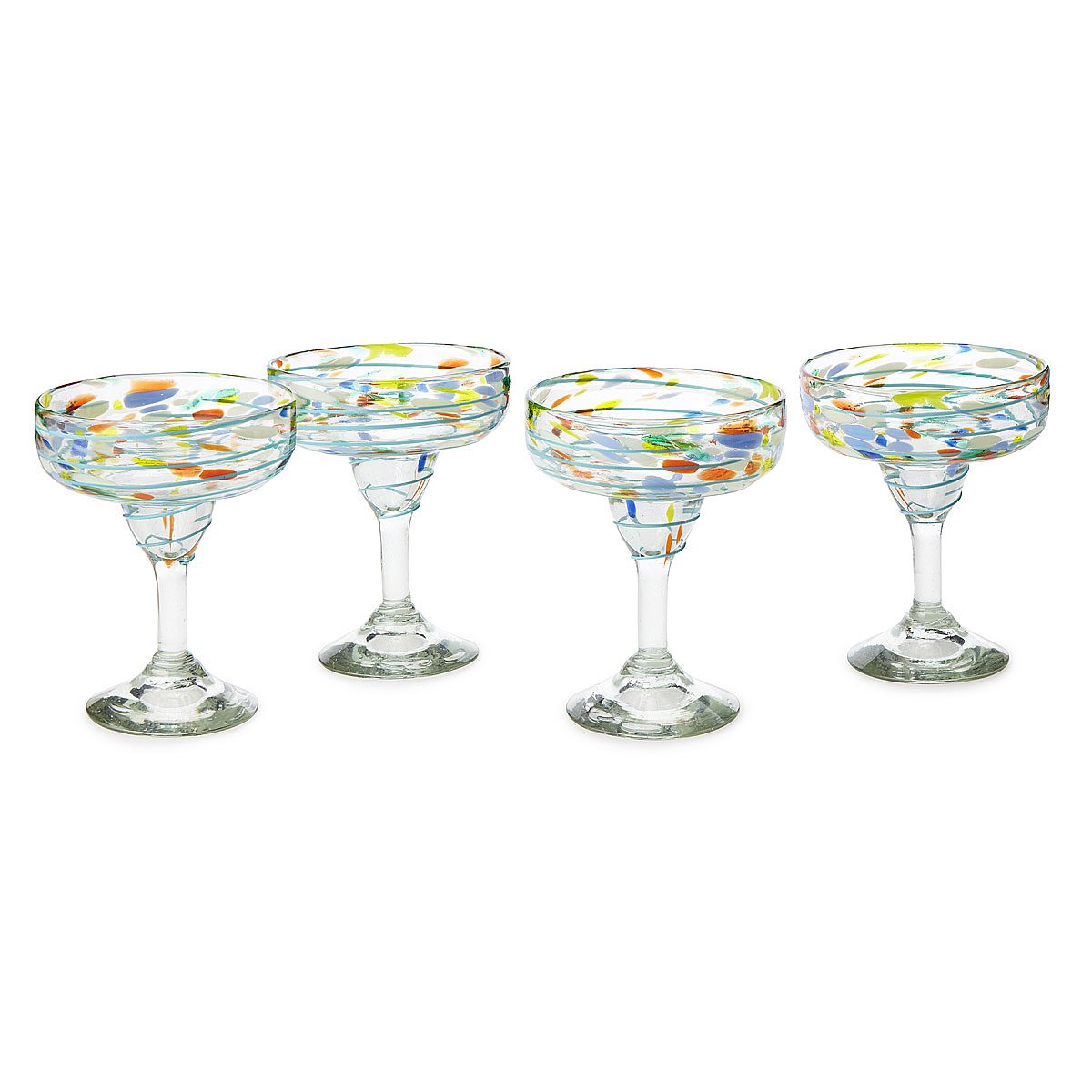 Recycled Confetti Margarita Glasses Set Of 4 Mexican Glass