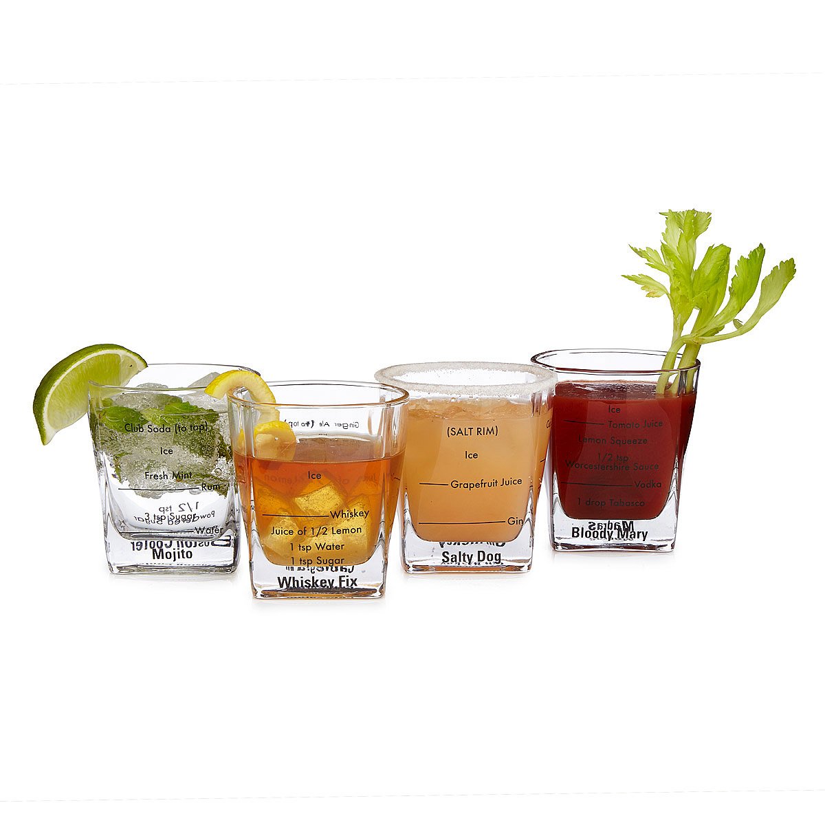Cocktail Recipe Glasses Set Of 4 Classic Cocktails Uncommongoods