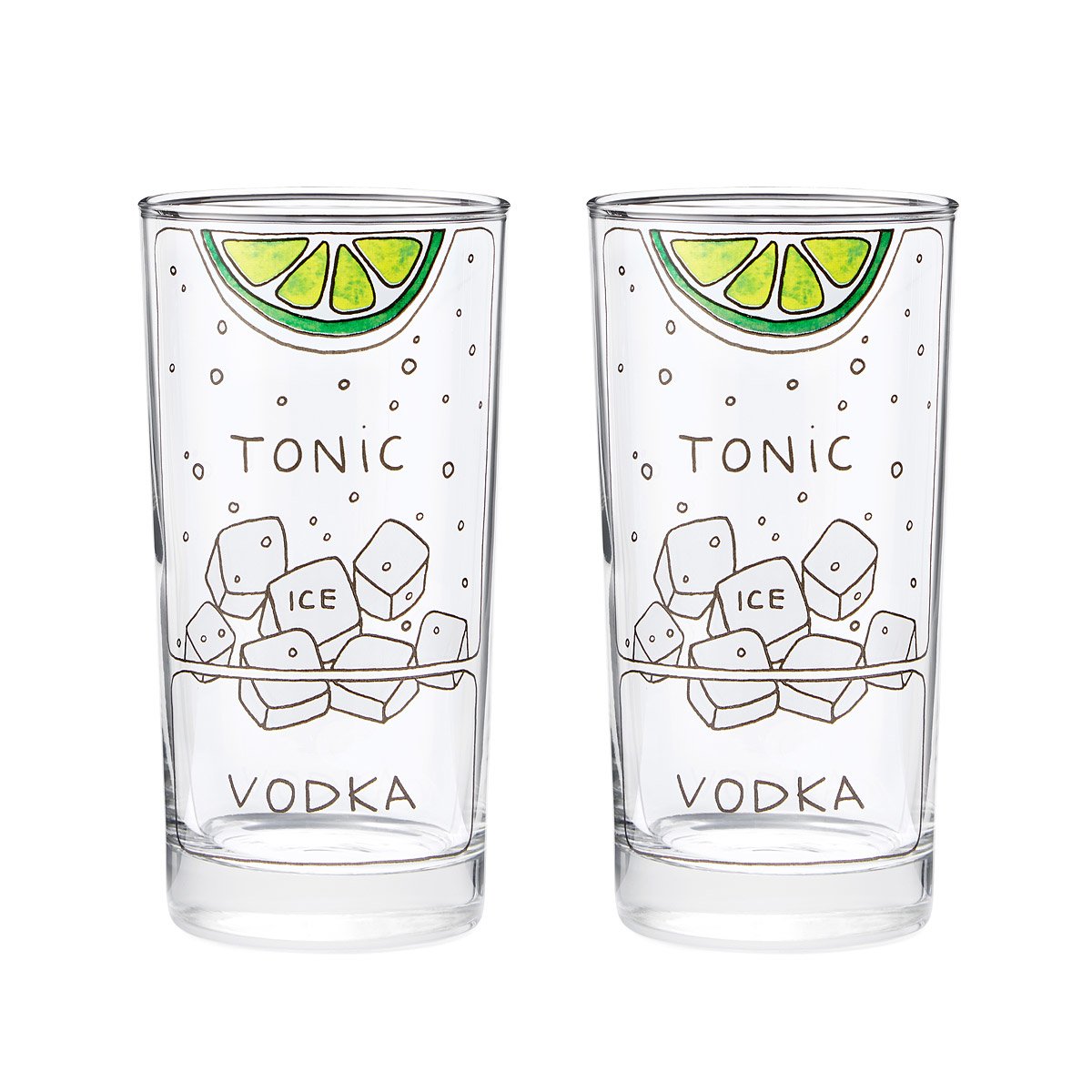 Vodka Tonic Diagram Glassware Set Of 2 Cocktail Diagram Vodka Uncommongoods