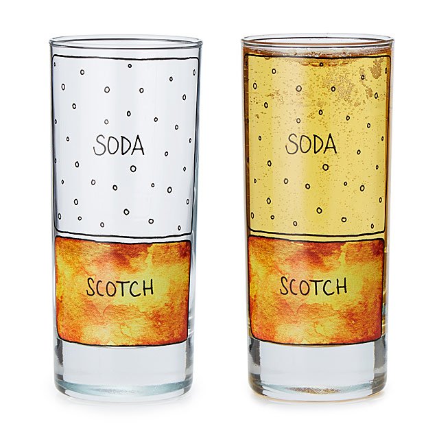 Scotch And Soda Diagram Glassware Set Of 2 Decorative Cocktail Glass Set Uncommongoods