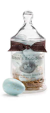 ROBIN'S EGG SOAPS IN APOTHECARY JAR