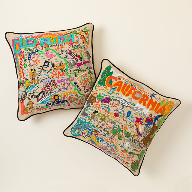 Hand Embroidered State Pillows | new 