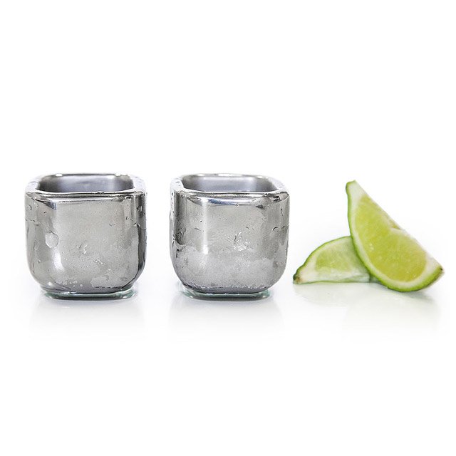 Stainless Steel Shot Glasses - Set of 2 | Frozen Glass | UncommonGoods