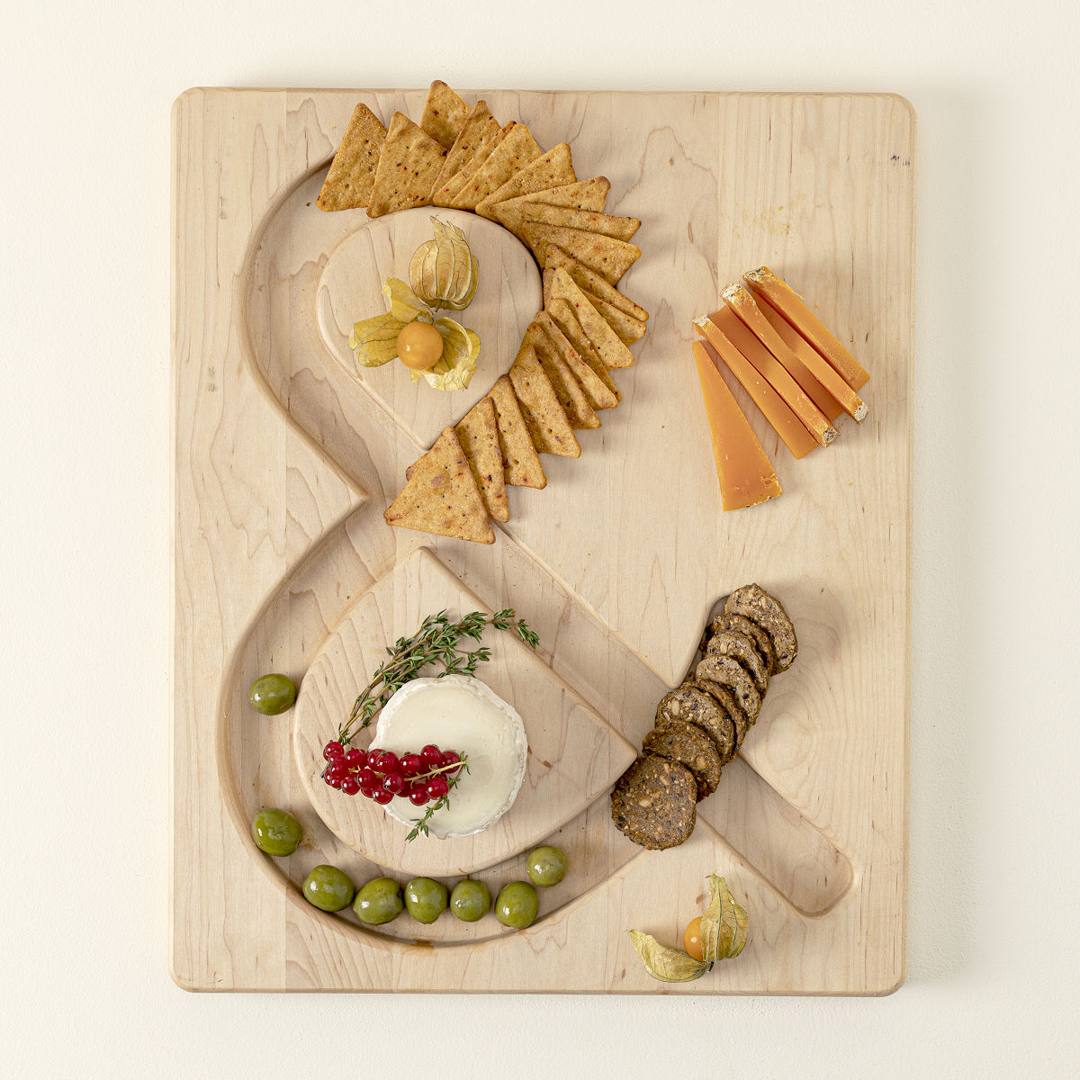 Cheese & Crackers Serving Board | cheese and crackers, maple wood, tray ...