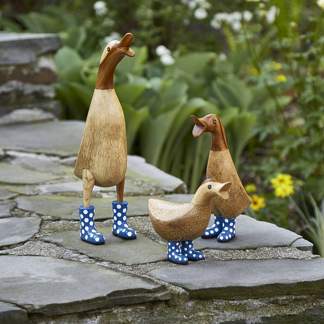 wooden ducks with wellies