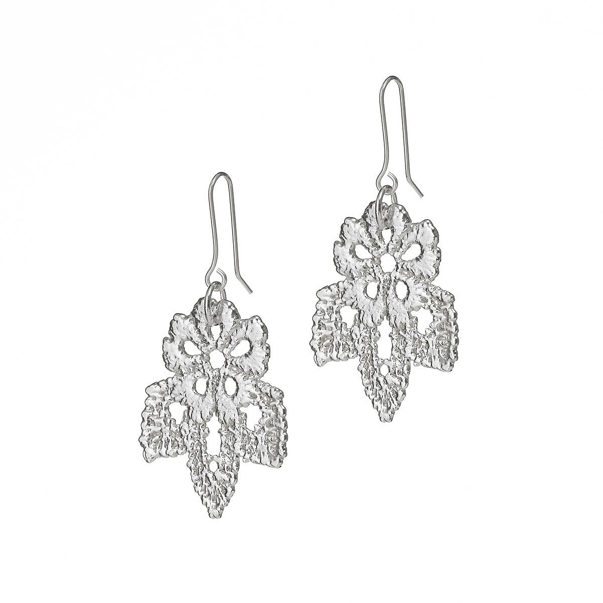 Poppy Silver Dipped Lace Earrings | lace jewelry, handmade earrings ...