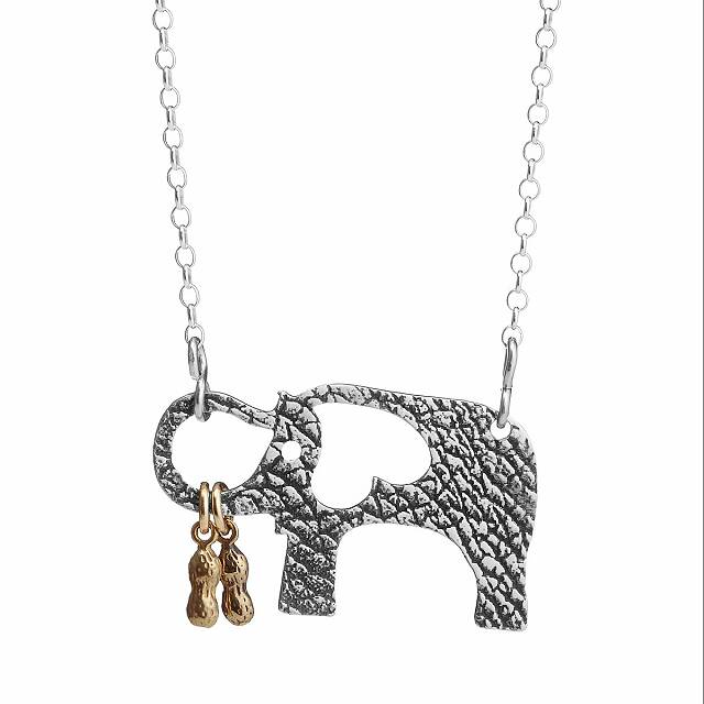 mother and two baby elephants necklace