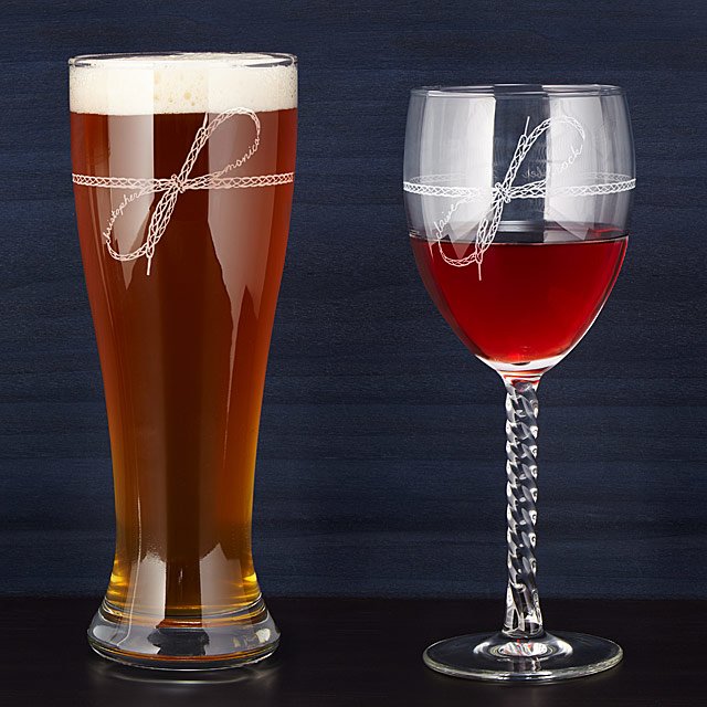 Tie The Knot Glassware Duo Personalized Wedding Gifts Creative