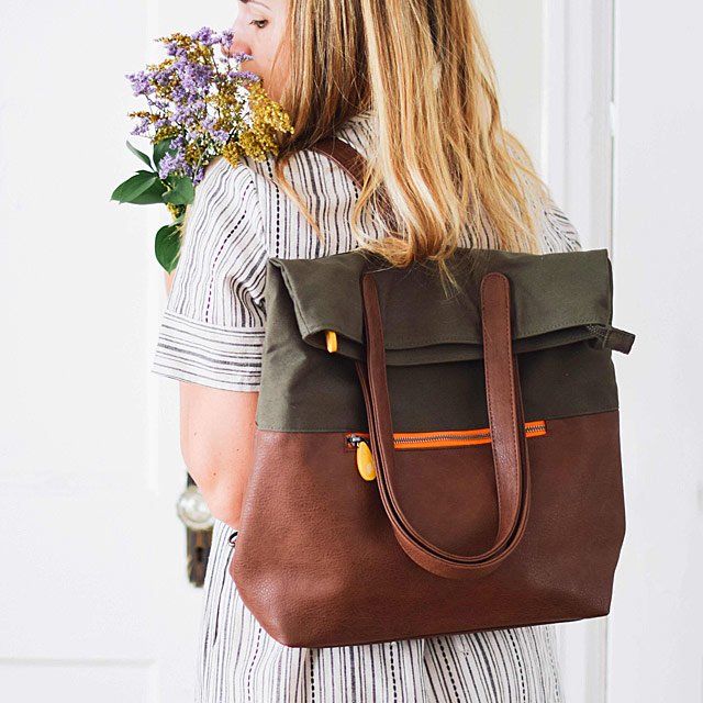 convertible tote backpack leather