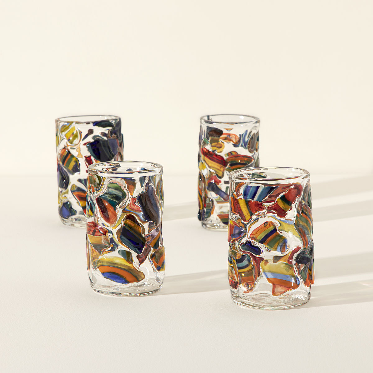 Handmade Mosaic Tumblers - Set of 4 | Blown glass wine vessels ...