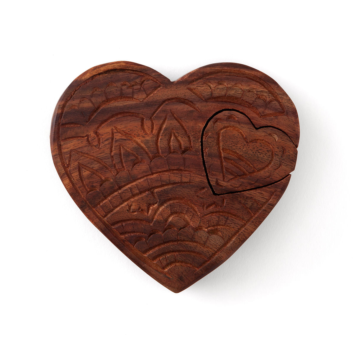 Hand Carved Heart Keepsake Box | Puzzle Box | UncommonGoods