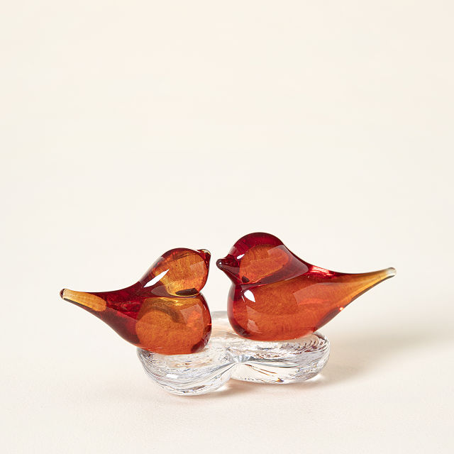 Lovebirds Glass Desktop Sculpture