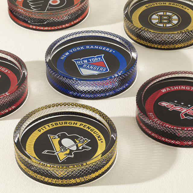 NHL Puck-Shaped Glass Coaster Set