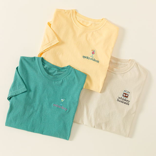 Happy Hour Embroidered Tee