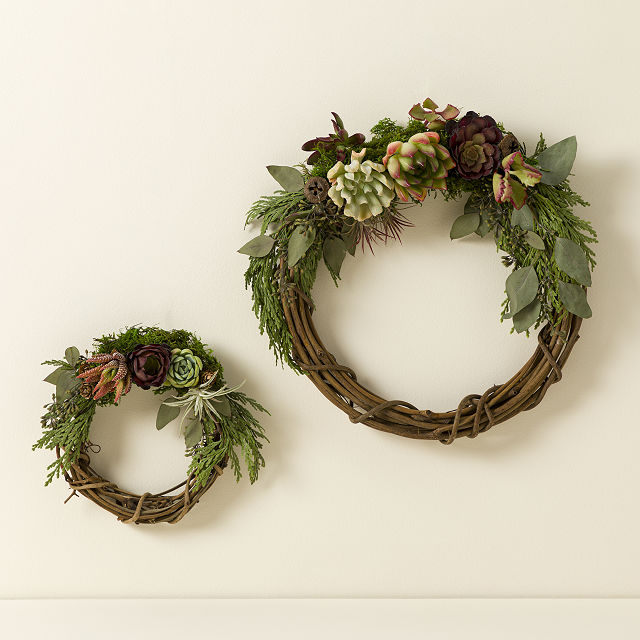 Winter Bloom Live Succulent Cedar Wreath