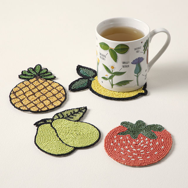 Beaded Fruit Coasters – Set of 4