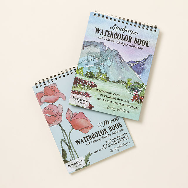 Watercolor Coloring Book with Tutorials