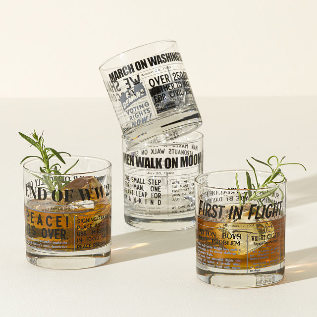 Headlines of History Whiskey Glasses